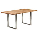 ESSTISCH in Holz 160/90/75 cm  - Edelstahlfarben/Eichefarben, Natur, Holz/Metall (160/90/75cm) - Linea Natura