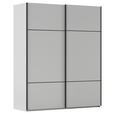 SCHWEBETÜRENSCHRANK  in Grau  - Schwarz/Grau, KONVENTIONELL, Holzwerkstoff/Metall (162/223/68cm) - Novel