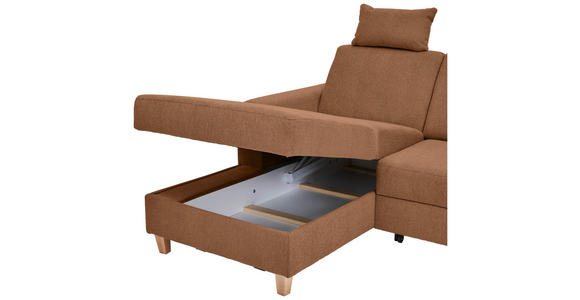 ECKSOFA Terracotta Flachgewebe  - Buchefarben/Terracotta, KONVENTIONELL, Holz/Textil (166/241cm) - Carryhome