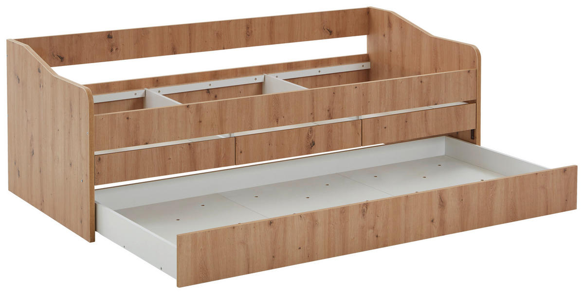 AUSZIEHBETT 90/200 cm  in Eiche Artisan  - Eiche Artisan, MODERN, Holzwerkstoff (90/200cm) - MID.YOU