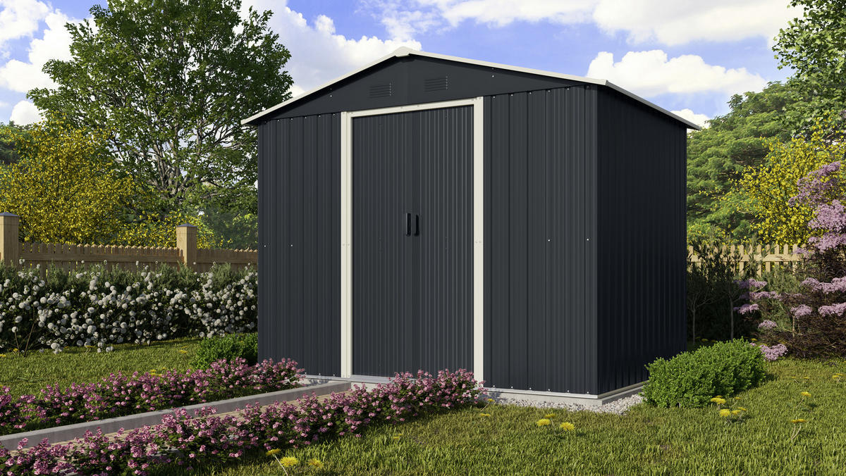 GERÄTEHAUS 236/190/174 cm  - Anthrazit/Weiß, Basics, Metall (236/190/174cm)