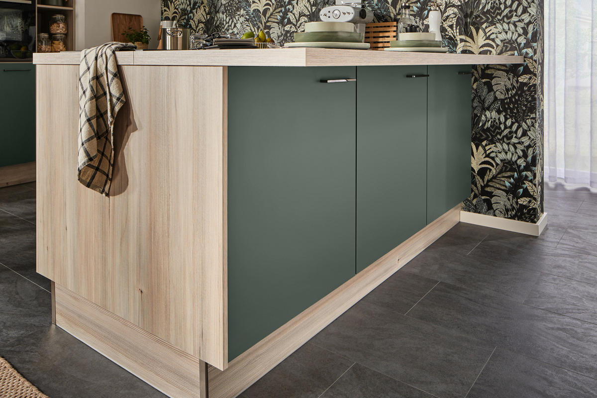 ECKKÜCHE  in Grün  - Schwarz/Grün, Design, Holzwerkstoff/Metall (150/280/192cm) - Xora