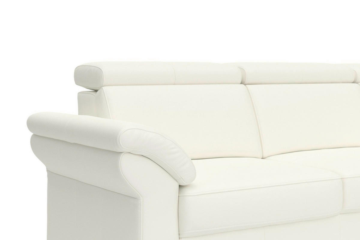 ECKSOFA ARNGAST E Weiß Echtleder Kopfteilverstellung  - Chromfarben/Weiß, Basics, Leder/Textil (245/194cm) - Sit & More