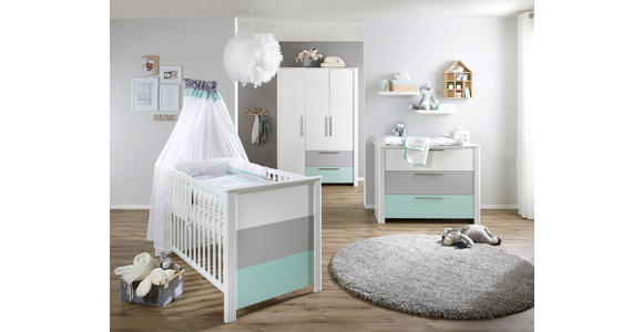 GITTERBETT Amy - Weiß/Grau, Trend, Holzwerkstoff (144/77/84cm) - My Baby Lou