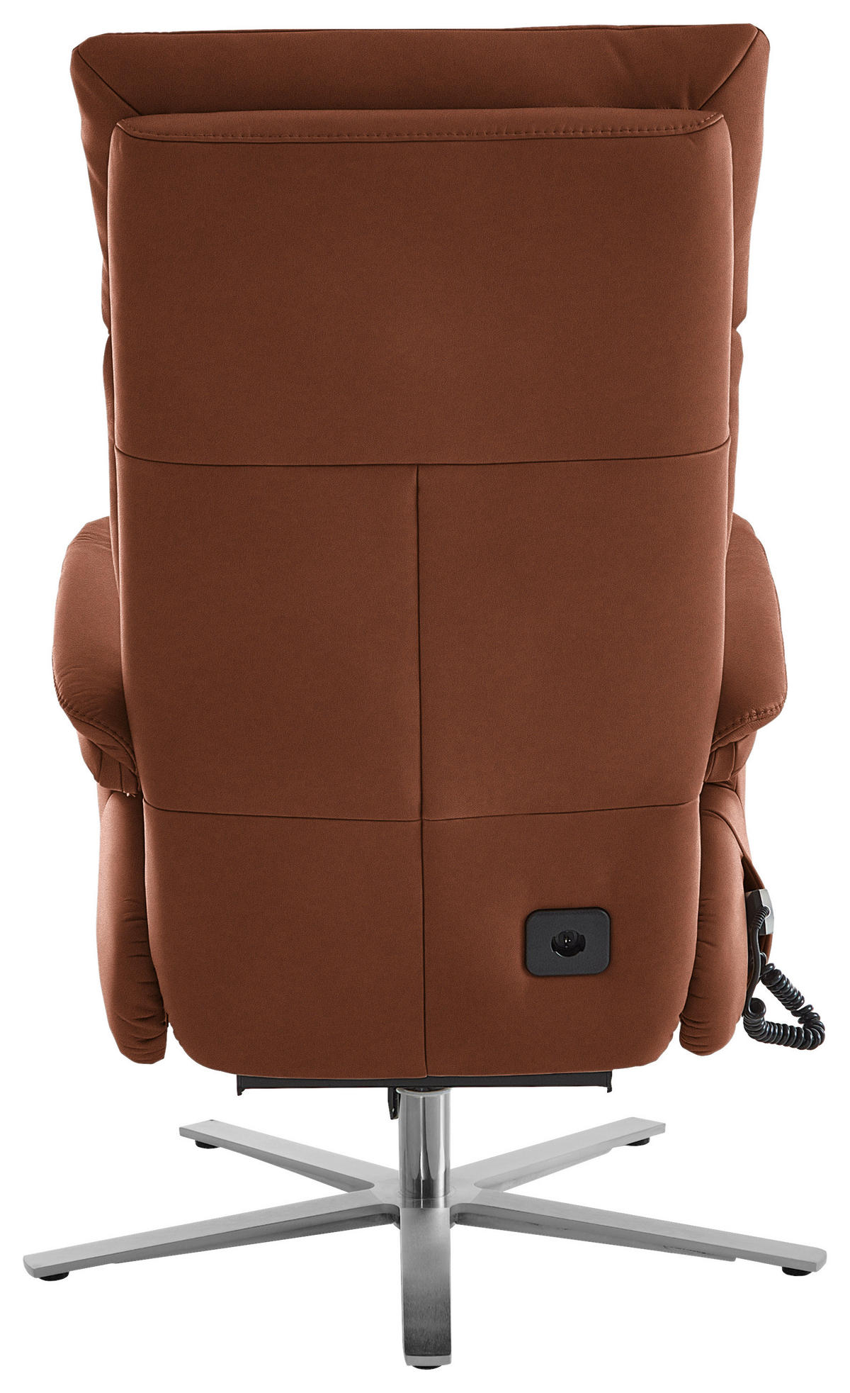 RELAXSESSEL in Leder Cognac  - Edelstahlfarben/Cognac, Design, Leder/Metall (70/124/85cm) - Cantus