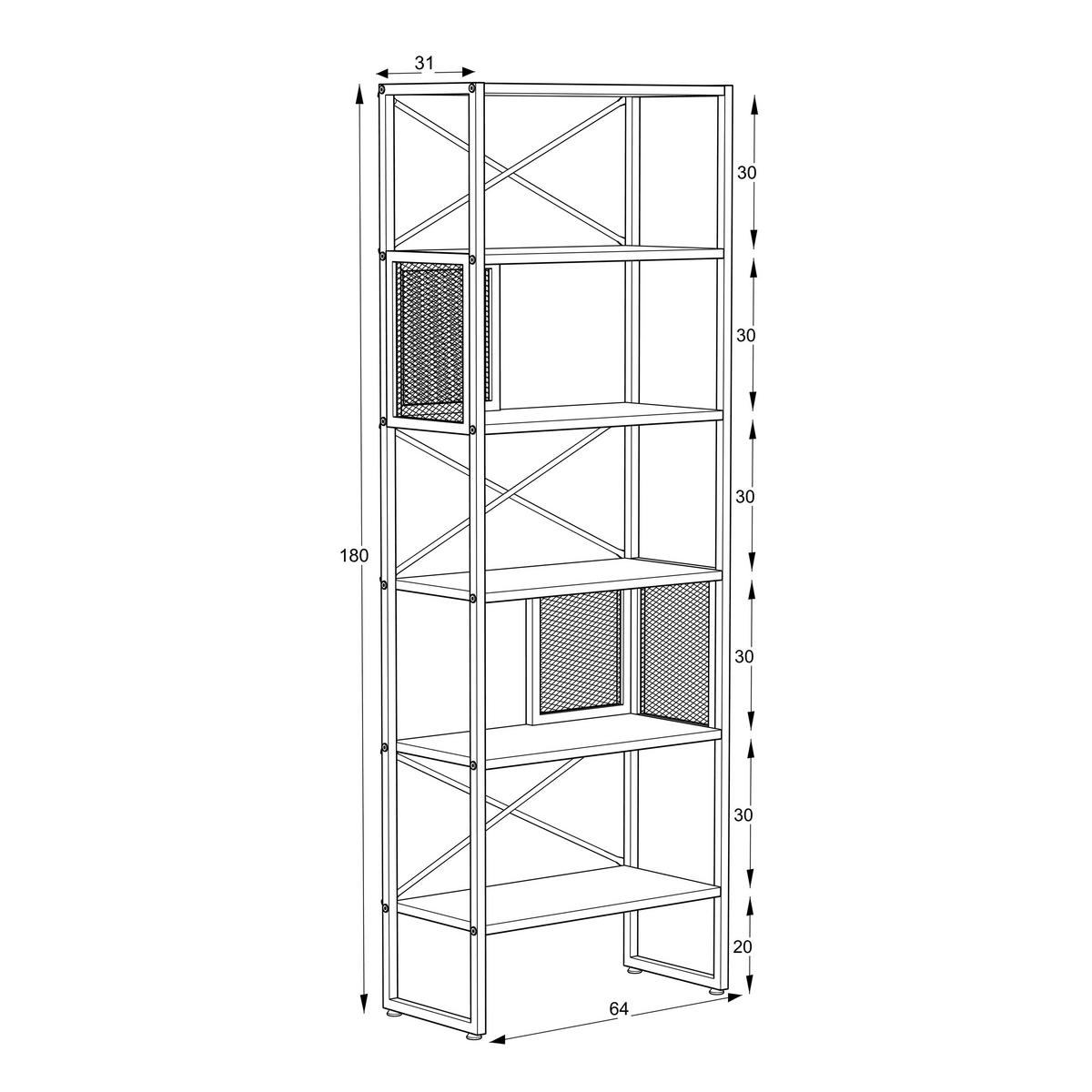 REGÁL, bílá, ocel, 64/180/31 cm - bílá, Moderní, kov/kompozitní dřevo (64/180/31cm) - P & B