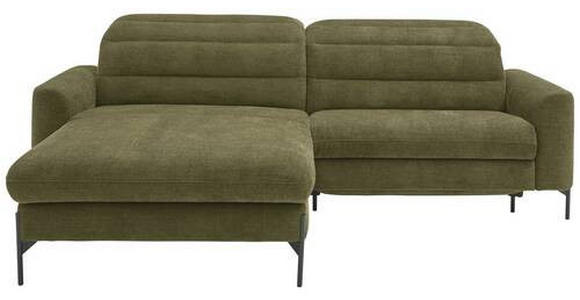 ECKSOFA in Flachgewebe Olivgrün 191/252 cm - Schwarz/Olivgrün, Design, Textil/Metall (191/252cm) - Dieter Knoll