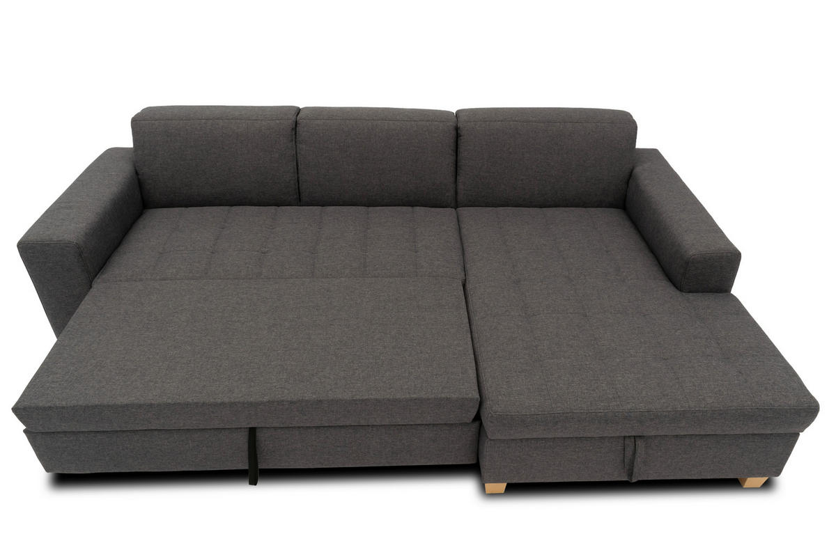 ECKSCHLAFSOFA SUGAR Schwarz Webstoff  - Chromfarben/Schwarz, Basics, Textil/Metall (266/162cm) - MID.YOU