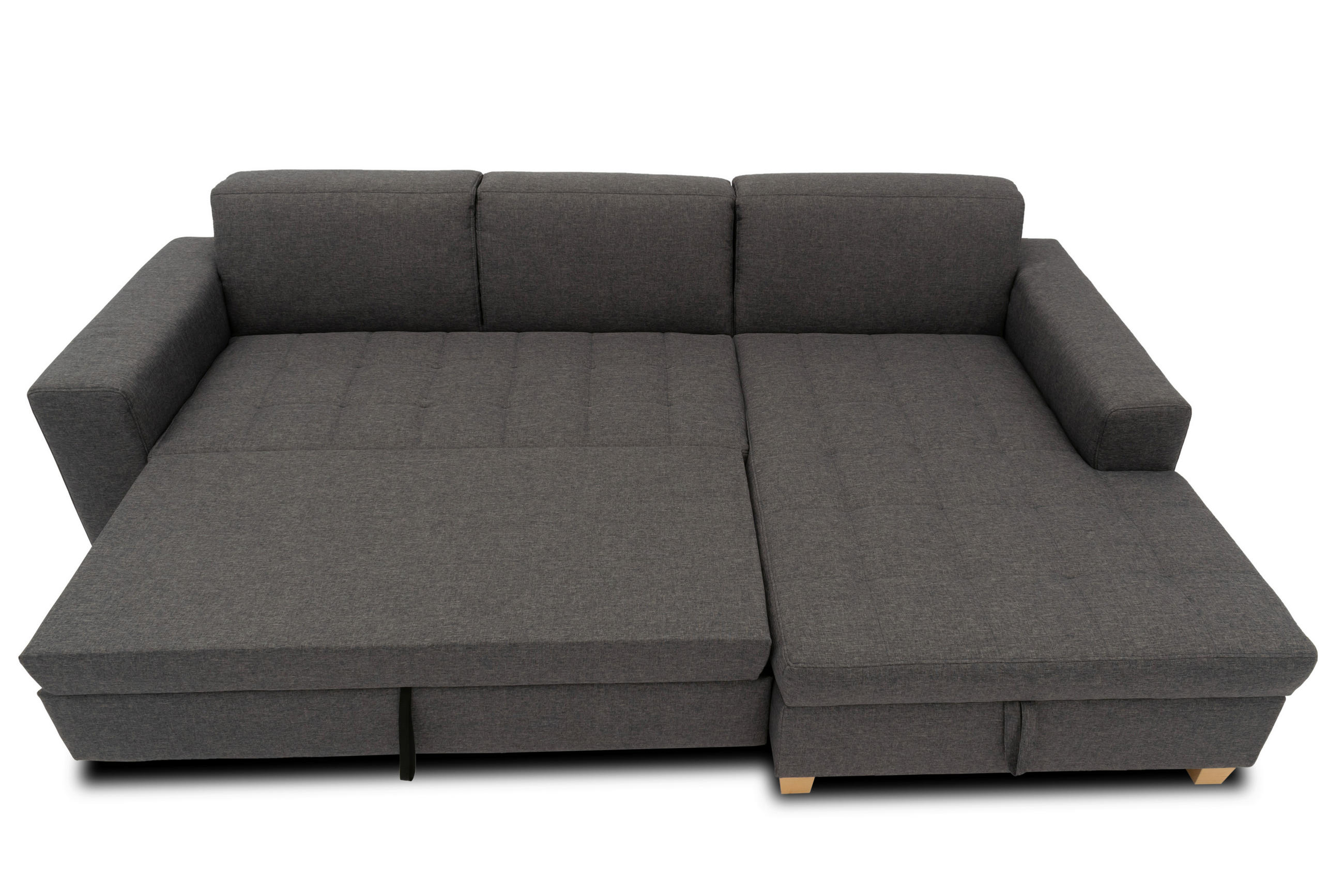Thumbnail - Mid.you Eckschlafsofa Sugar, Schwarz, Textil, Uni, 4-Sitzer, 266x162 cm, Made in EU, FSC Mix, Liegefunktion, Bettfunktio...
