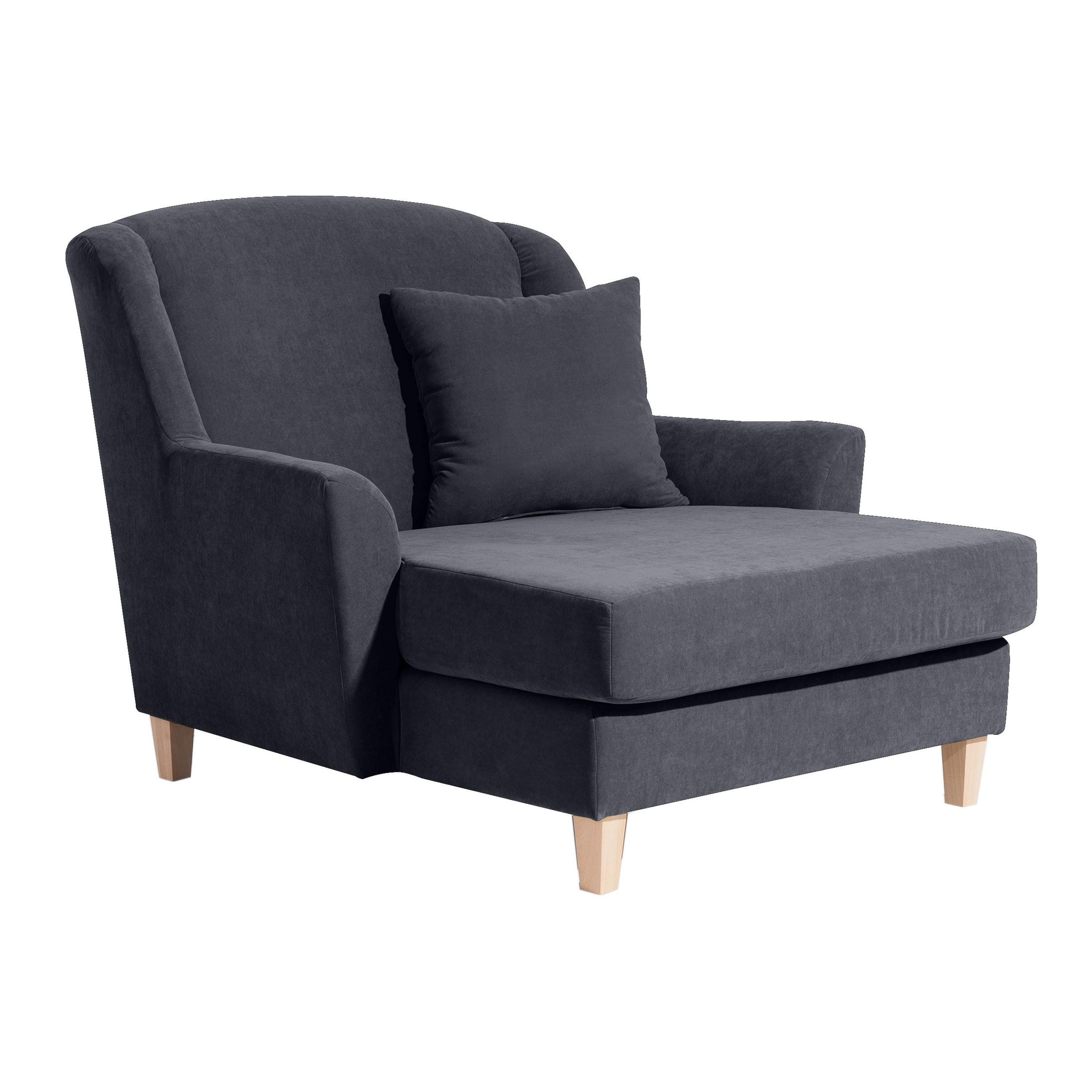 XXL-SESSEL Velours Anthrazit    - Anthrazit/Naturfarben, MODERN, Holz/Holzwerkstoff (136/107/142cm) - Max Winzer