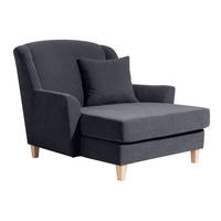 XXL-SESSEL in Velours Anthrazit  - Anthrazit/Naturfarben, Modern, Holz/Holzwerkstoff (136/107/142cm) - Max Winzer