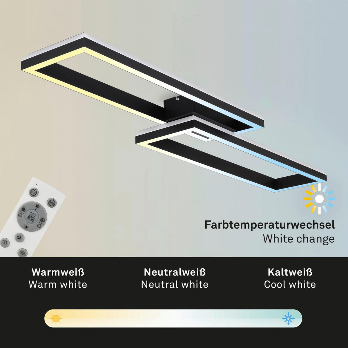LED-DECKENLEUCHTE 119,5/27,5/10 cm   - Schwarz, Design, Kunststoff/Metall (119,5/27,5/10cm)
