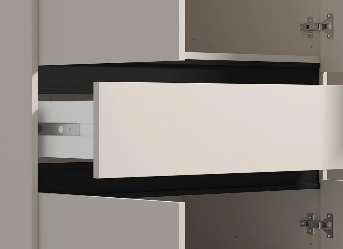 DREHTÜRENSCHRANK 5-türig Schwarz, Kaschmir  - Kaschmir/Schwarz, Basics, Glas/Holzwerkstoff (138/210.5/54cm) - Xora