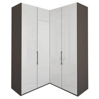ECKKLEIDERSCHRANK 157/236/157 cm  - Schieferfarben/Graubraun, KONVENTIONELL, Glas/Holzwerkstoff (157/236/157cm) - Dieter Knoll