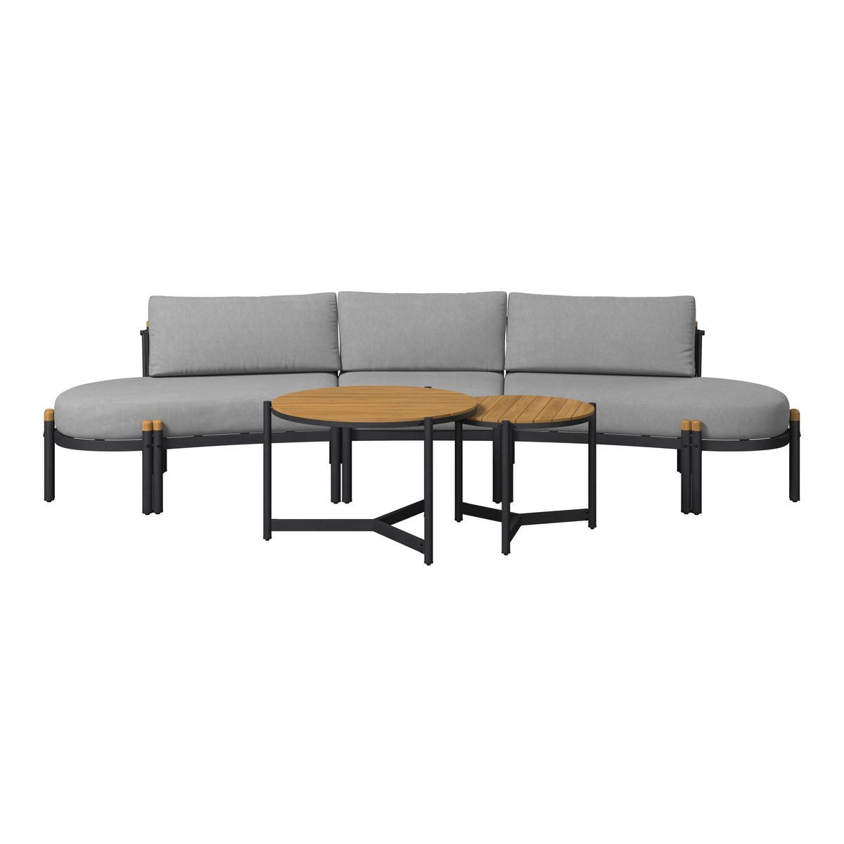 LOUNGE GARNITÚRA 3 részes   295/107/79 cm  - világosszürke/natúr színű, Design, fa/fém (295/107/79cm) - Ambia Garden