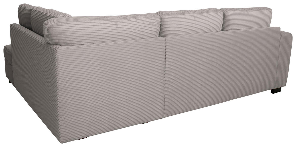 ECKSOFA JOHN Graubraun Cord Rückenkissen, Bettkasten, Liegefläche im Originalstoff  - Graubraun/Schwarz, Trend, Kunststoff/Textil (239/178cm) - P & B