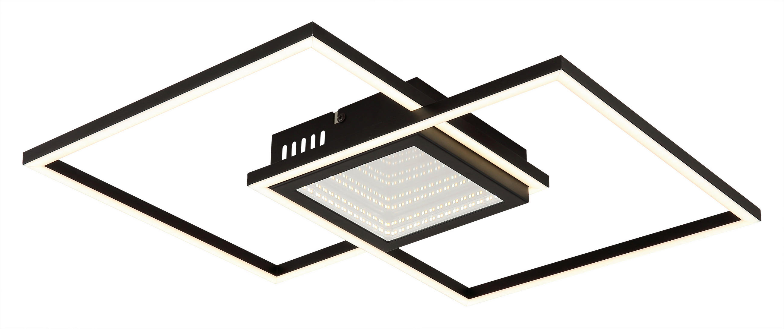 LED-TAKLAMPA SAUNDERS 42,6/42,6/5 cm  - opal/svart, Design, metall/plast (42,6/42,6/5cm) - Globo