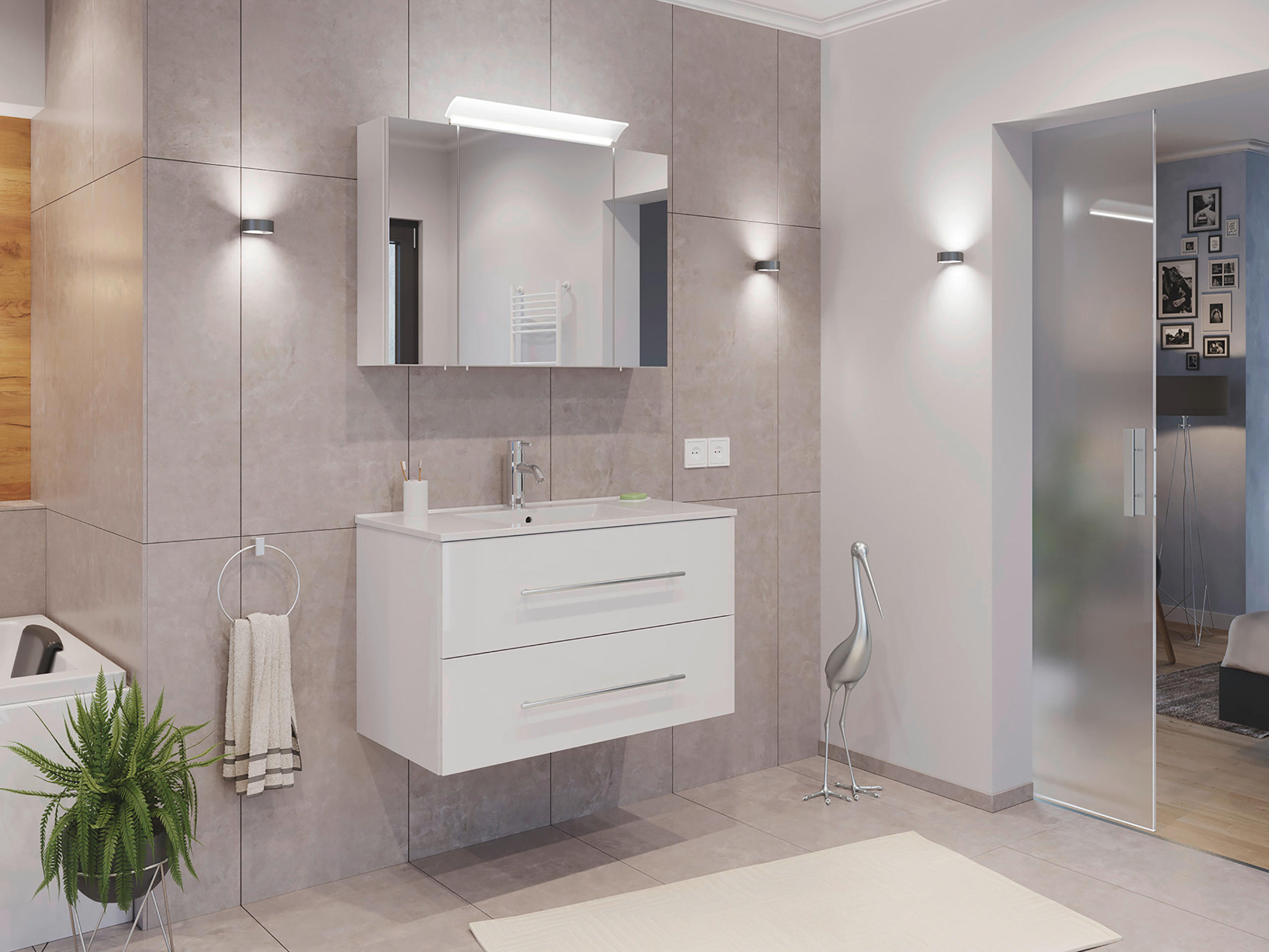 SPIEGELSCHRANK 90/62/17 cm  - Weiß Hochglanz, MODERN, Glas/Holzwerkstoff (90/62/17cm) - MID.YOU