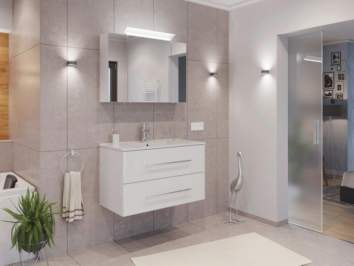 SPIEGELSCHRANK 90/62/17 cm  - Weiß Hochglanz, MODERN, Glas/Holzwerkstoff (90/62/17cm) - MID.YOU