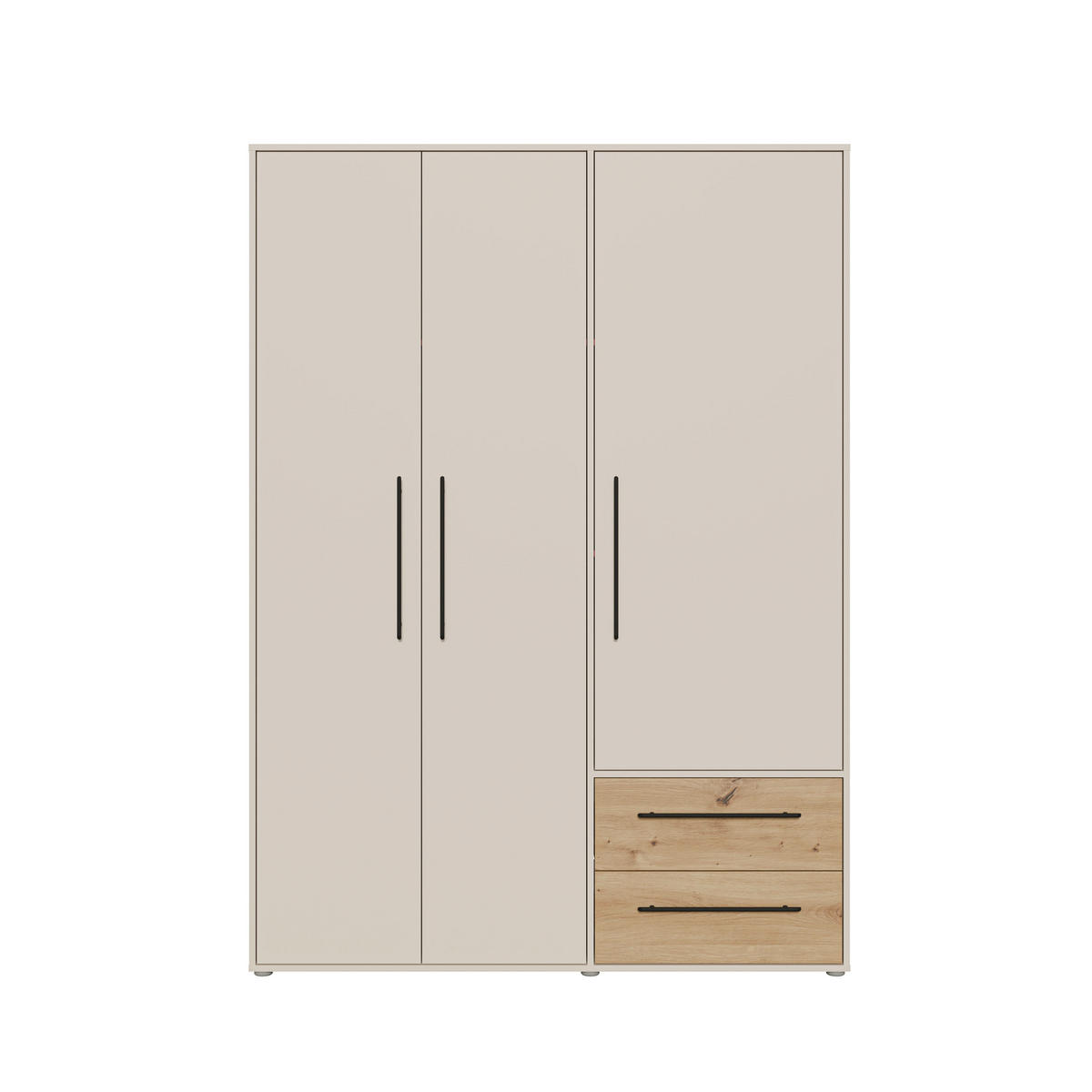 KLEIDERSCHRANK 144/200/59 cm,  in Sandfarben, Eiche Artisan, 3 Tür(en)  - Sandfarben/Schwarz, KONVENTIONELL, Holzwerkstoff/Kunststoff (144/200/59cm) - Milino