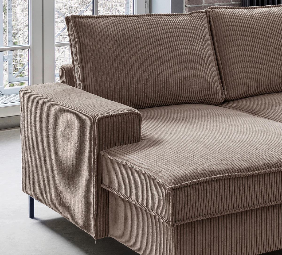 SJEDEĆA GARNITURA tekstil  sivo-smeđa   - sivo-smeđa/crna, Moderno, tekstil/metal (150/309/198cm) - MID.YOU