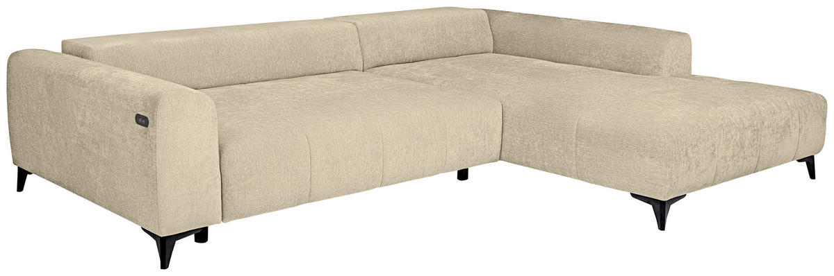 HÖRNSOFFA i chenille beige  - beige/svart, Klassisk, textil/plast (279/222cm) - MID.YOU