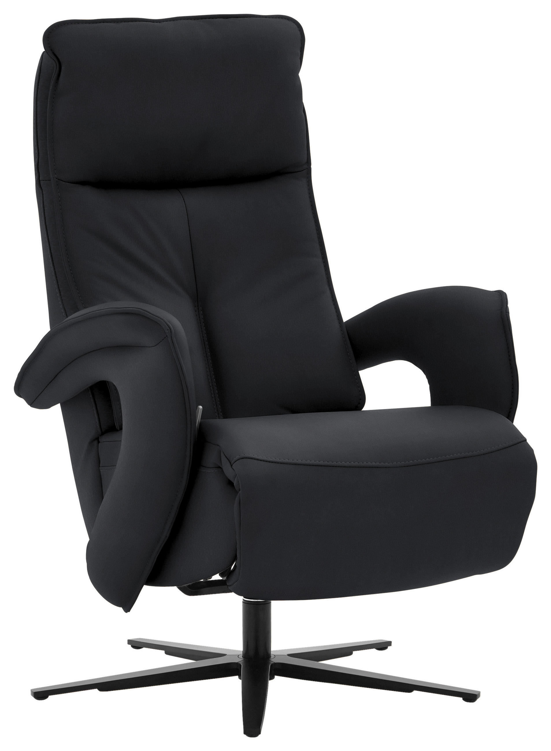 RELAXSESSEL in Leder Anthrazit  - Anthrazit/Schwarz, Design, Leder/Metall (77/110/87cm) - Valdera