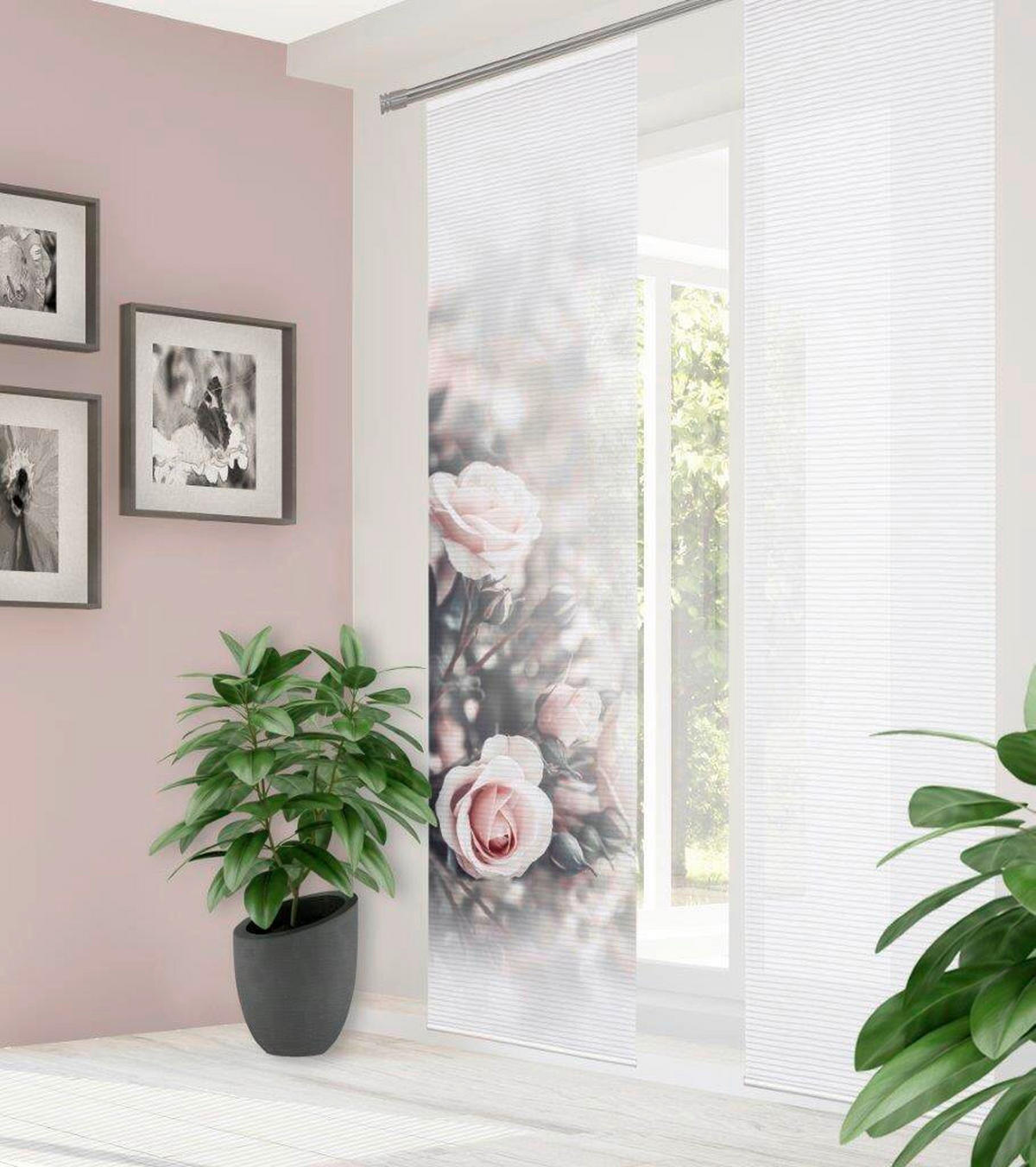 PANELOVÝ ZÁVĚS, 60/245 cm - růžová, Natur, textil (60/245cm)