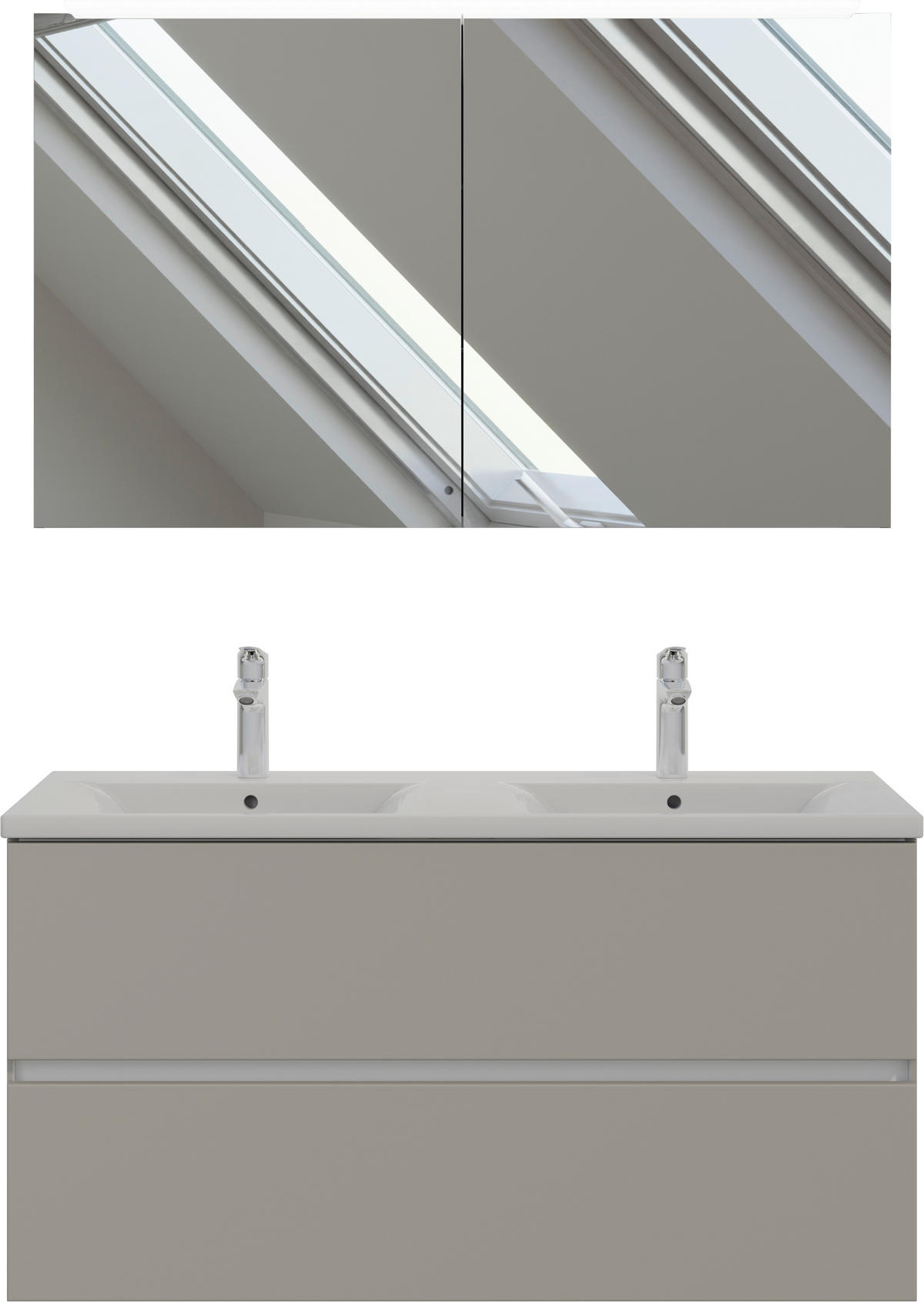 BADEZIMMER 3-teilig  in 121 cm  - Beigebraun/Weiß, MODERN, Glas/Keramik (121cm) - Celina Home