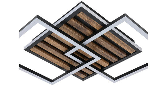 LED-DECKENLEUCHTE 45/45/9,5 cm  - Eichefarben/Schwarz, Trend, Holzwerkstoff/Kunststoff (45/45/9,5cm) - Novel