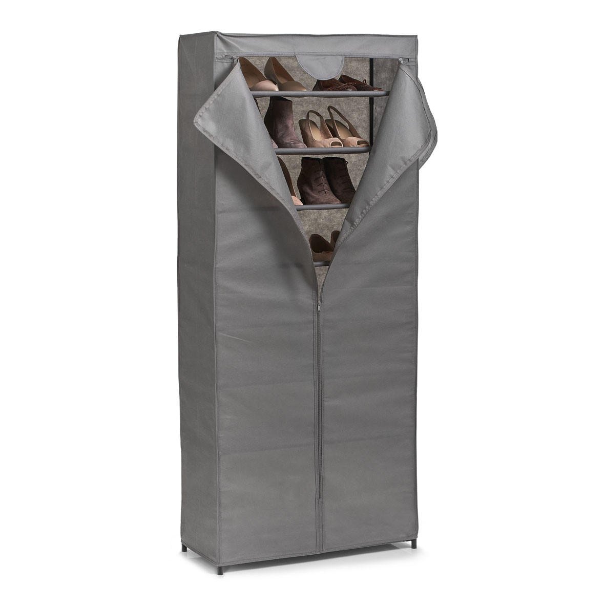 SCHUHSCHRANK - Grau, Basics, Textil/Metall (66/156/30cm) - Zeller Present