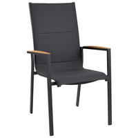 STAPELSTUHL in Holz, Metall, Textil Anthrazit  - Anthrazit/Schwarz, Basics, Holz/Textil (57/100/70cm) - Tierra Outdoor
