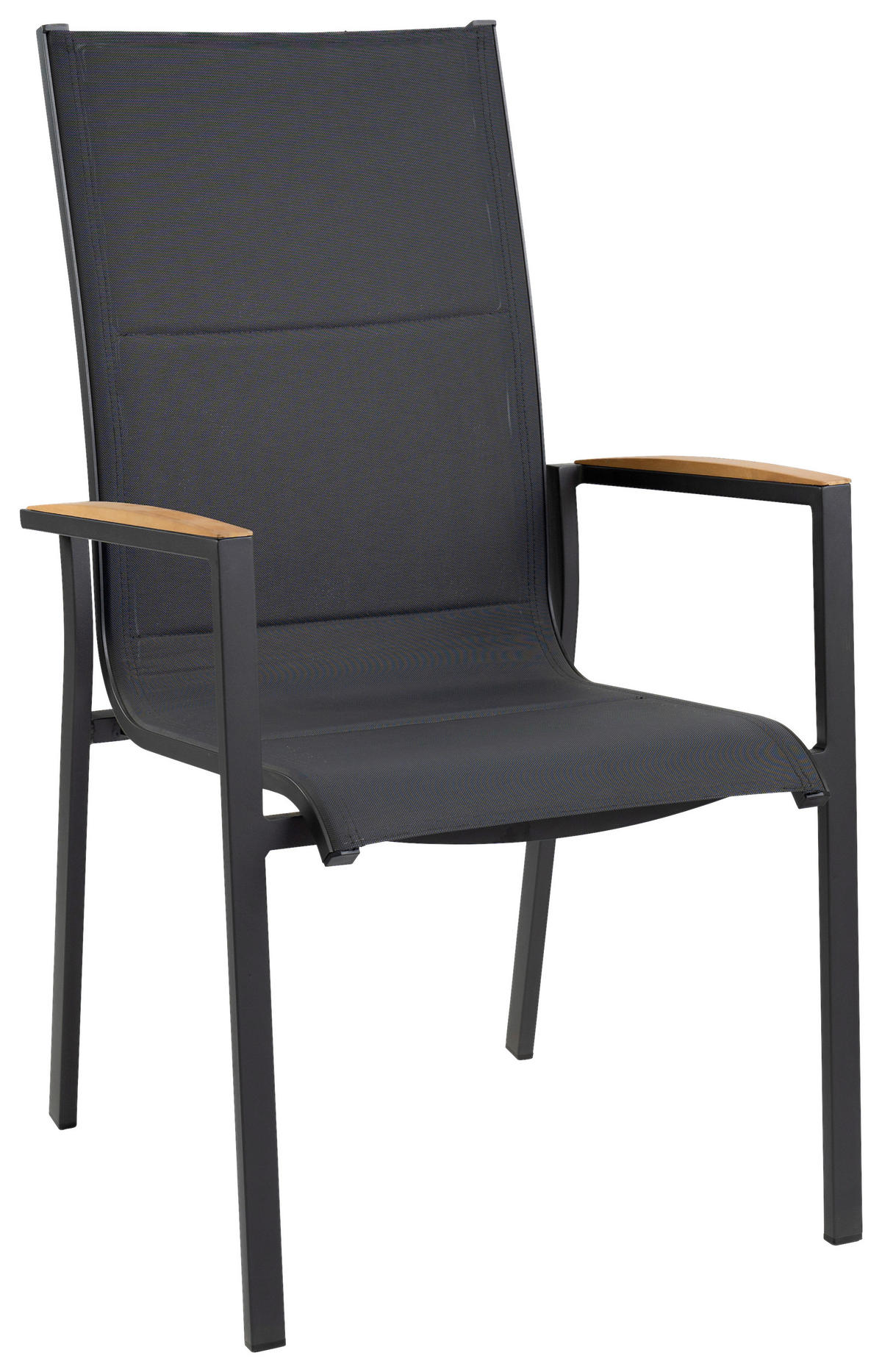 STAPELSTUHL in Holz, Metall, Textil Anthrazit  - Anthrazit/Schwarz, Basics, Holz/Textil (57/100/70cm) - Tierra Outdoor