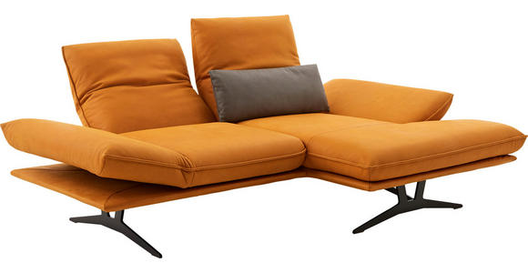 ECKSOFA in Echtleder Currygelb  - Currygelb/Schwarz, Design, Leder/Metall (210/130cm) - Dieter Knoll