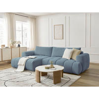 ECKSCHLAFSOFA FUJI Leinenoptik Hellblau  inkl.  - Schwarz/Hellblau, MODERN, Kunststoff/Textil (160/292cm)