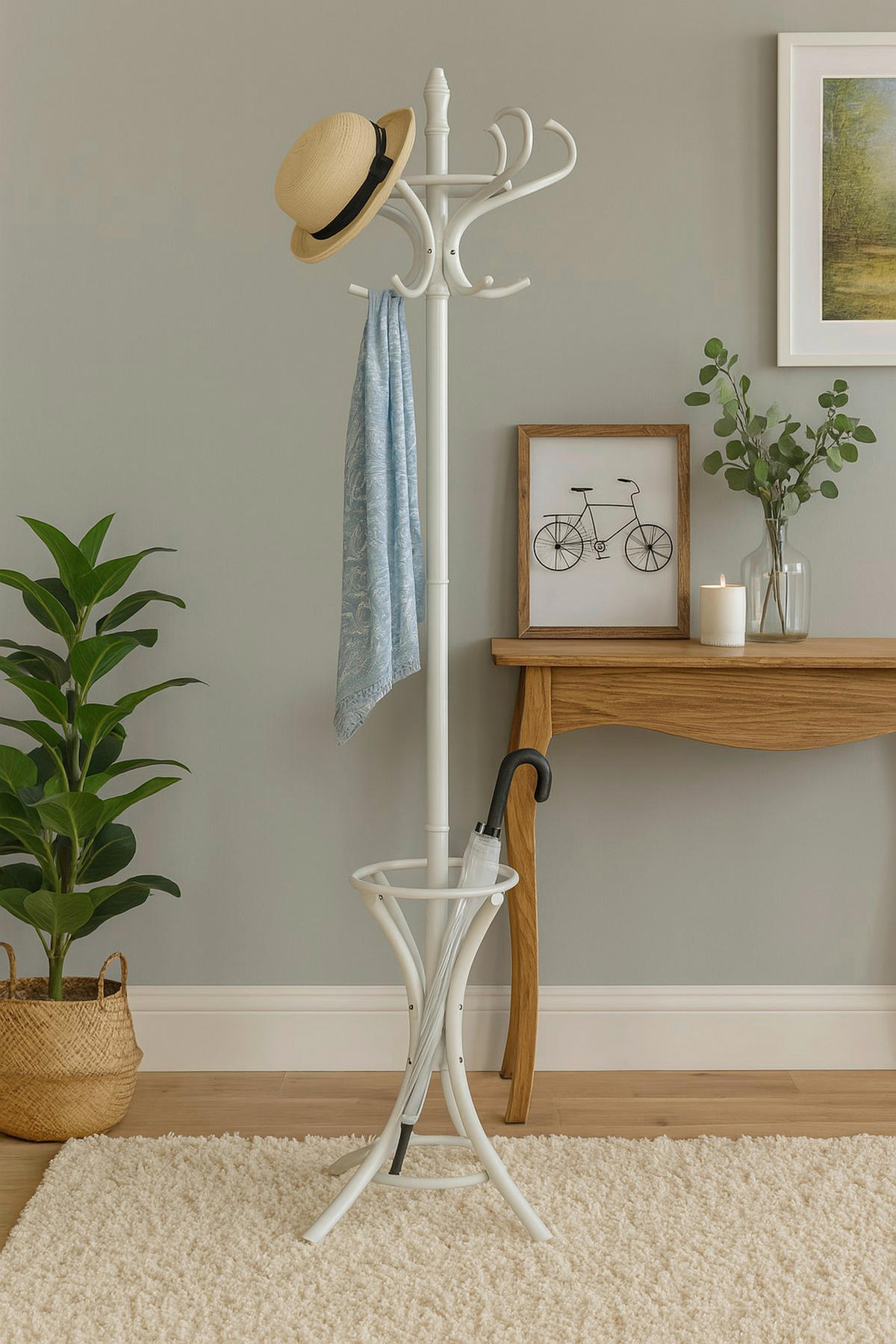 GARDEROBENSTÄNDER in Weiß   - Weiß, Design, Holz (53/53/184cm) - MID.YOU