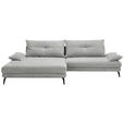 ECKSOFA Hellgrau Flachgewebe  - Hellgrau/Schwarz, Design, Textil/Metall (176/294cm) - Carryhome