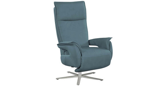 FERNSEHSESSEL  mit Lederlook (vegan) Blau, Grau  - Blau/Edelstahlfarben, MODERN, Textil/Metall (77/116/80cm) - Cantus
