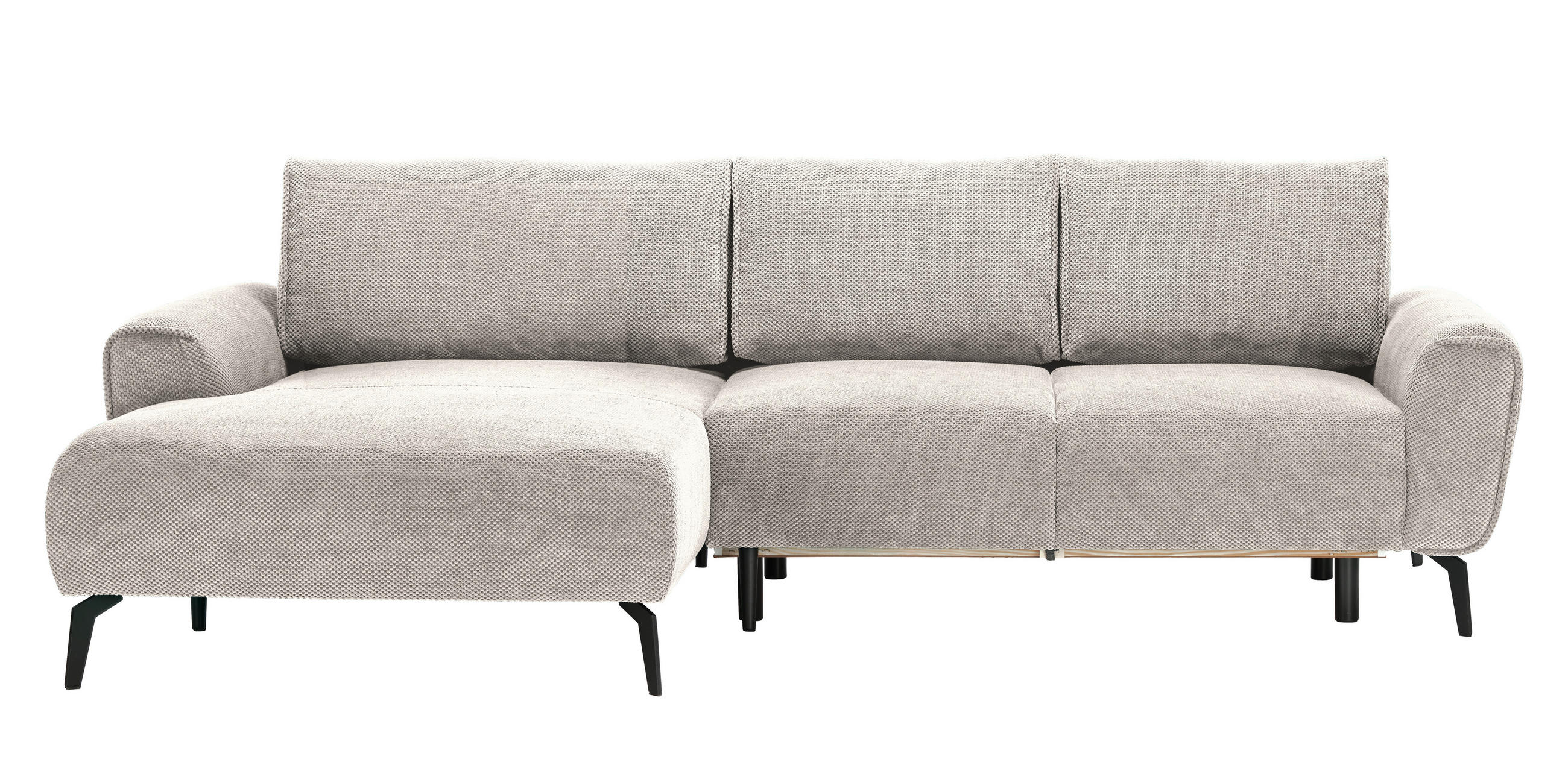 ECKSOFA in Webstoff Creme  - Creme/Schwarz, Design, Textil/Metall (170/272cm) - Welnova