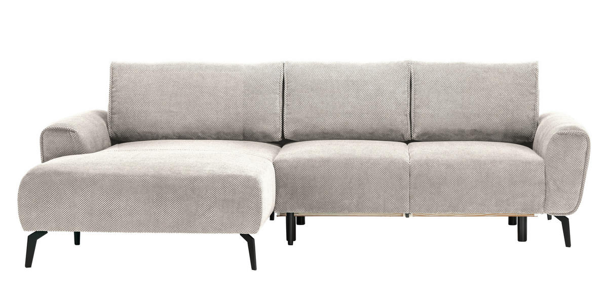 ECKSOFA in Webstoff Creme  - Creme/Schwarz, Design, Textil/Metall (170/272cm) - Welnova