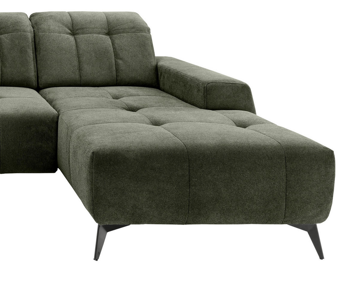 WOHNLANDSCHAFT SANO in Chenille Dunkelgrün  - Dunkelgrün/Schwarz, MODERN, Textil/Metall (200/337/180cm) - Livetastic