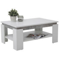 COUCHTISCH 90/60,5/41,5 cm rechteckig Weiß, Grau  - Weiß/Grau, KONVENTIONELL, Holzwerkstoff (90/60,5/41,5cm) - Boxxx