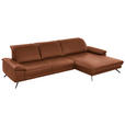 ECKSOFA Rivello in Echtleder Cognac  328/193 cm  - Cognac/Schwarz, Design, Leder/Metall (328/193cm) - Dieter Knoll