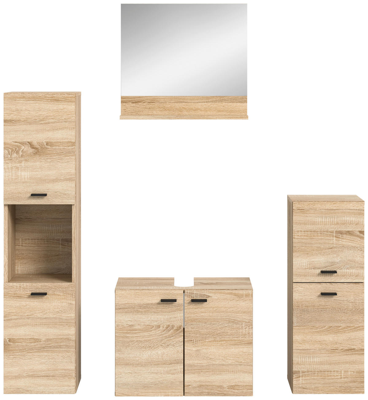 KOUPELNA Sonoma dub  - černá/Sonoma dub, Moderní, kompozitní dřevo/plast (137/186/33cm) - MID.YOU