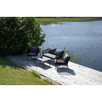 LOUNGEGARNITUR   134/69/80 cm Aluminium  - Schwarz/Grau, KONVENTIONELL, Kunststoff/Stein (134/69/80cm) - Gardenson