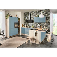 ECKKÜCHE  in Hellbraun, Pastellblau  - Hellbraun/Pastellblau, Design, Holzwerkstoff/Metall (150/280/192cm) - Xora