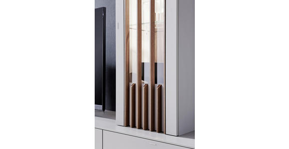 WOHNWAND in Grau, Nussbaumfarben - Nussbaumfarben/Grau, Design, Glas/Holz - Ambiente
