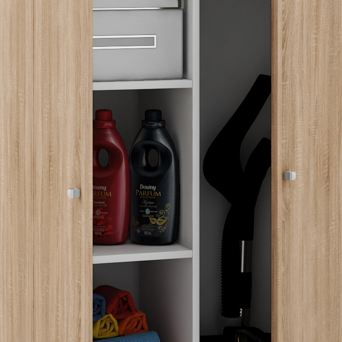 MEHRZWECKSCHRANK 70/218/39 cm  - Silberfarben/Schwarz, Modern, Holzwerkstoff/Kunststoff (70/218/39cm) - MID.YOU