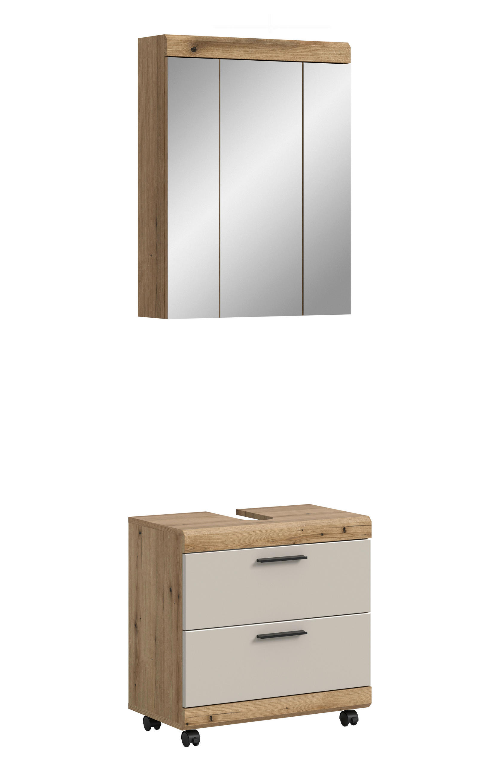 KOUPELNA barvy dubu, kašmírová  - černá/barvy dubu, Trend, kompozitní dřevo/plast (60cm) - MID.YOU