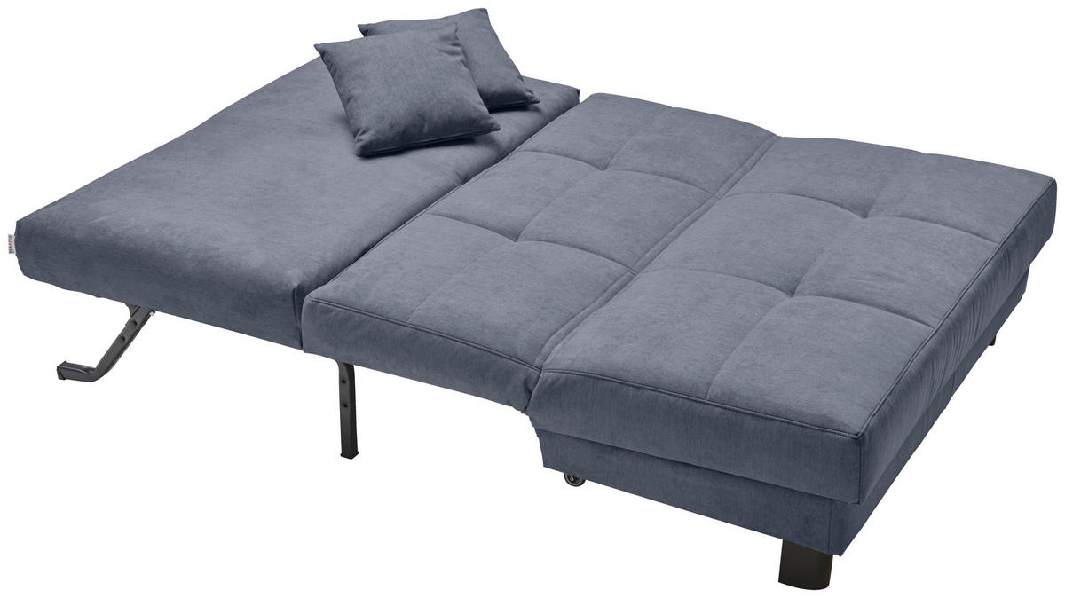 SCHLAFSOFA Mikrovelours Dunkelblau  - Schwarz/Dunkelblau, KONVENTIONELL, Textil/Metall (145/85/100cm) - Carryhome